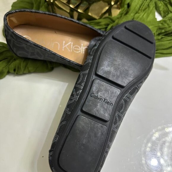 Calvin Klein Women Leana Loafer Black Logo Leather Slip On Casual Comfort Flat - Picture 3 of 4